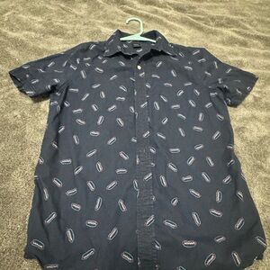 City Streets Navy Button Down Shirt with Pattern